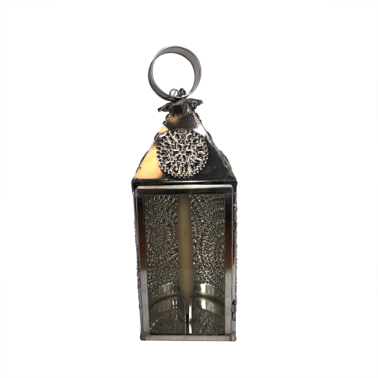 Pierced Tin Lantern with glass Door