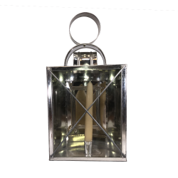 D Shaped Punched Glass Tin Lantern